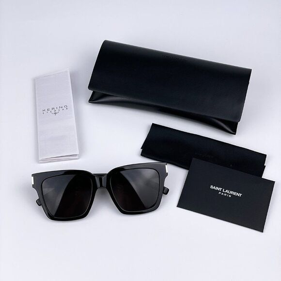 NEW Saint Laurent New Wave SL507 001 Black Gray Square Unisex Sunglasses